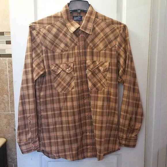 Levi's - Button down shirt, Size - L, Color - Brown W/yellow checkered pattern - Picture 1 of 7